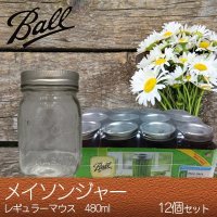 メイソンジャー 12個 レギュラーマウス 保存瓶 480ml×12